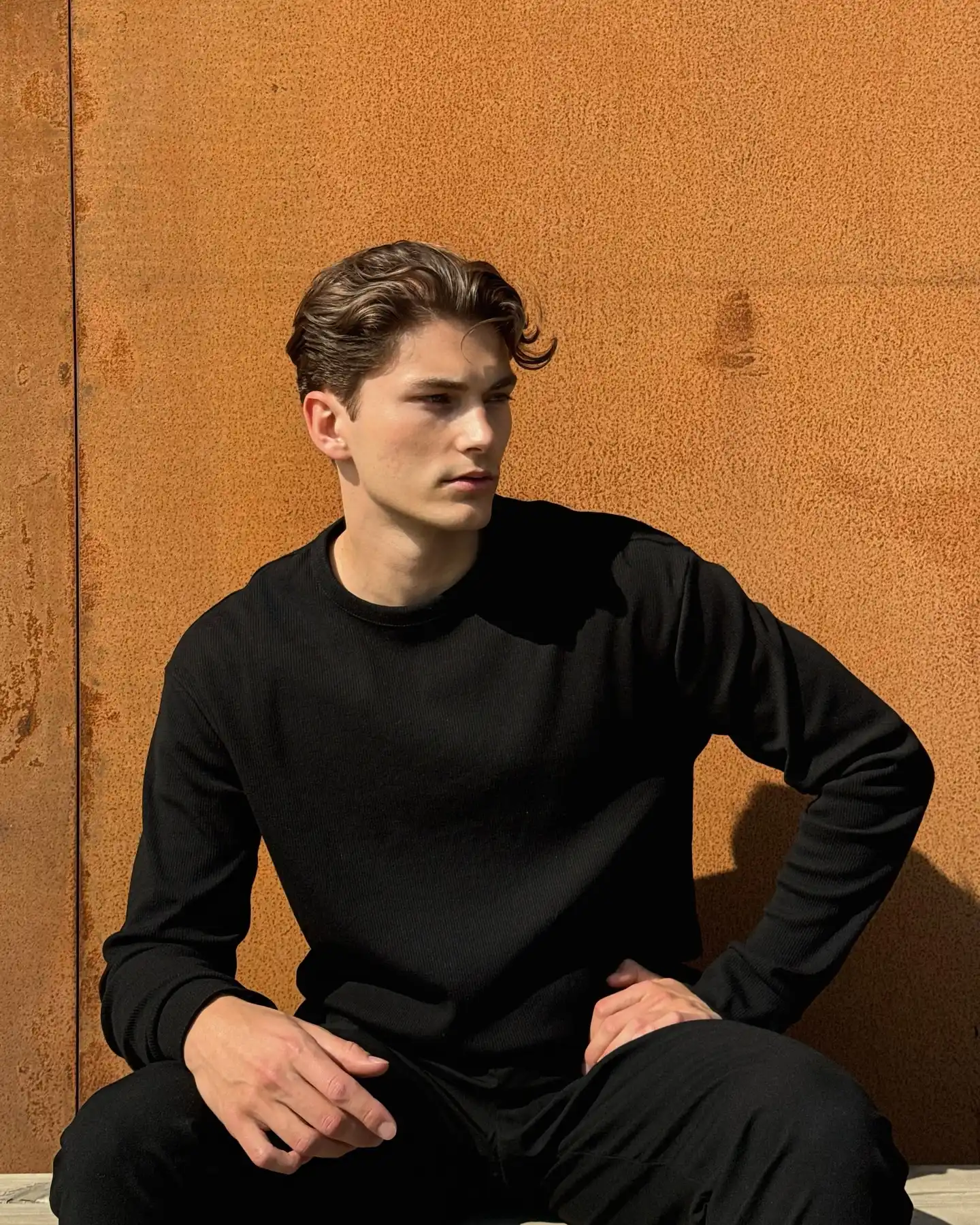 Minimalist all-black streetwear
