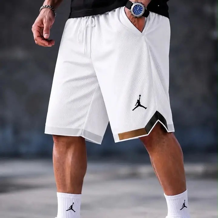 White Mesh Basketball Shorts Styled Off the Court