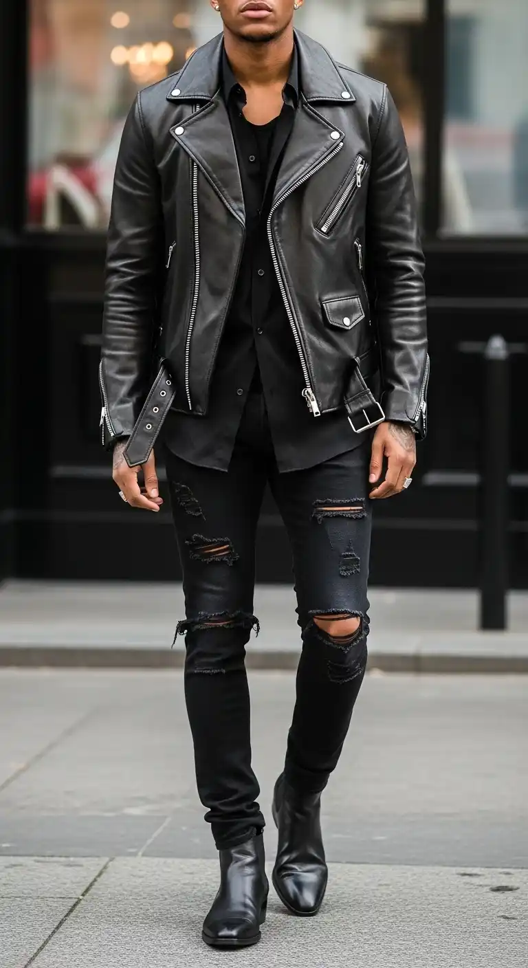 9 Starboy Aesthetic Outfit Men Looks For A Bold Vibe To Unlock Your Inner Icon 2 1. The Midnight Leather Maverick 1