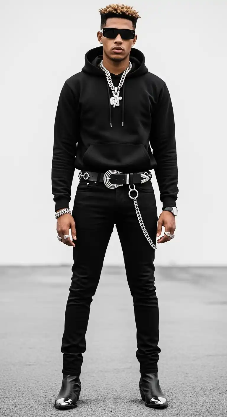 9 Starboy Aesthetic Outfit Men Looks For A Bold Vibe To Unlock Your Inner Icon 4 3. The Chrome Hearted Rebel