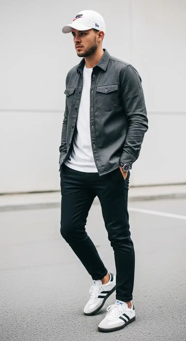 8 Samba Outfit Men Styles For Everyday Streetwear That Will Level Up Your Look 5 4. Streetwear Minimalism at Its Finest