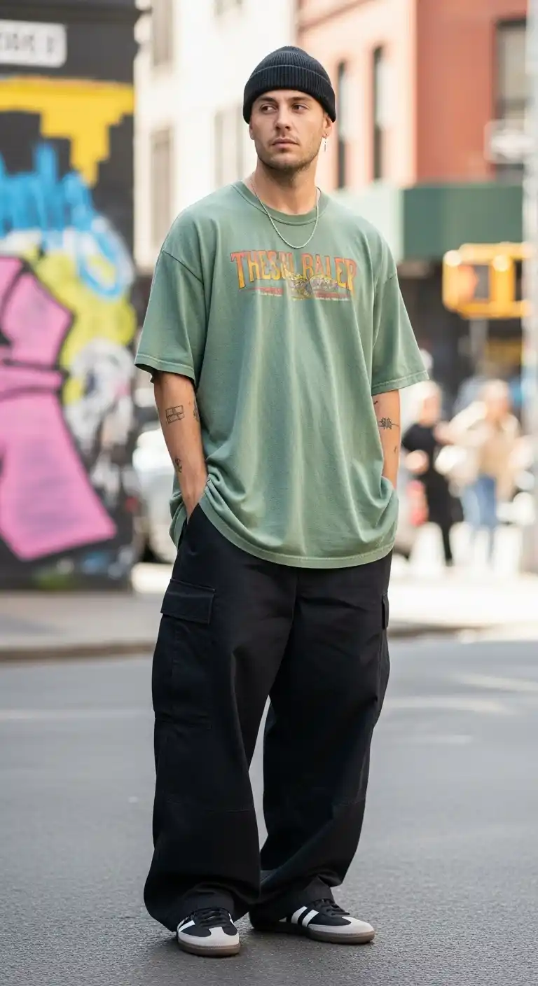 8 Samba Outfit Men Styles For Everyday Streetwear That Will Level Up Your Look 6 5. The Oversized Skater Influence