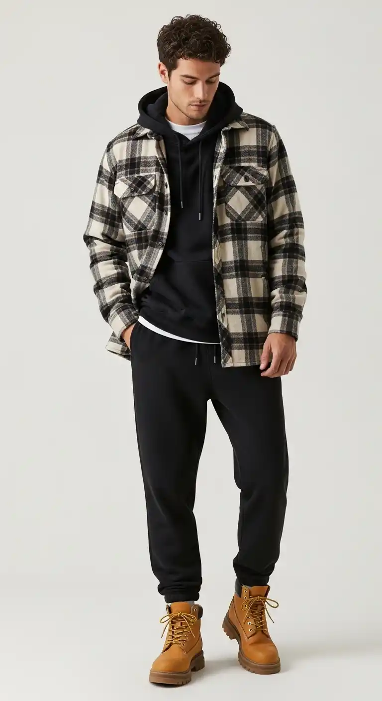 12 Mens Sweatpants Outfit Ideas That Look Surprisingly Upgrade Your Style 7 6. Flannel Shirts For The Win