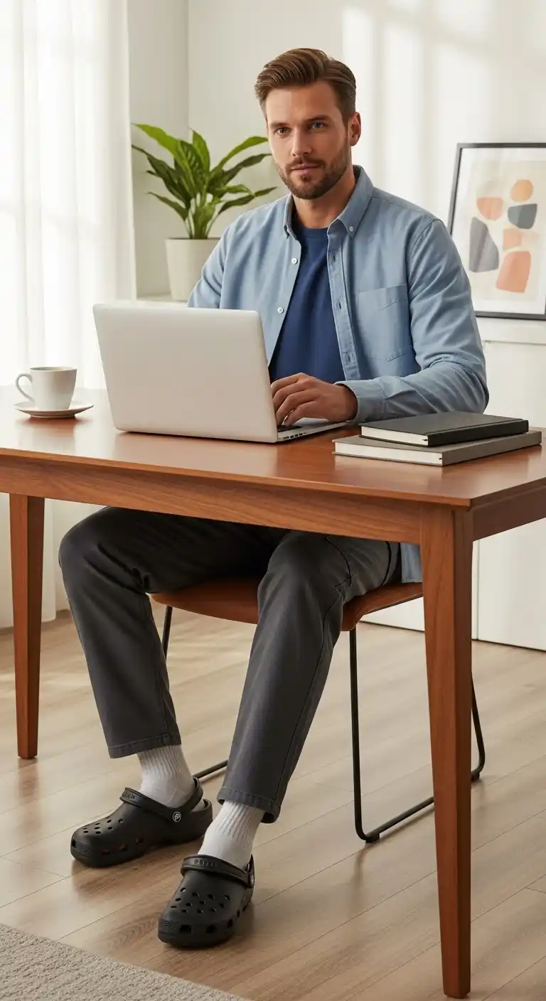 10 Crocs Outfit Ideas For Men That Actually Work And Look Surprisingly Cool 7 6. Tackle The “Work From Home” Pivot