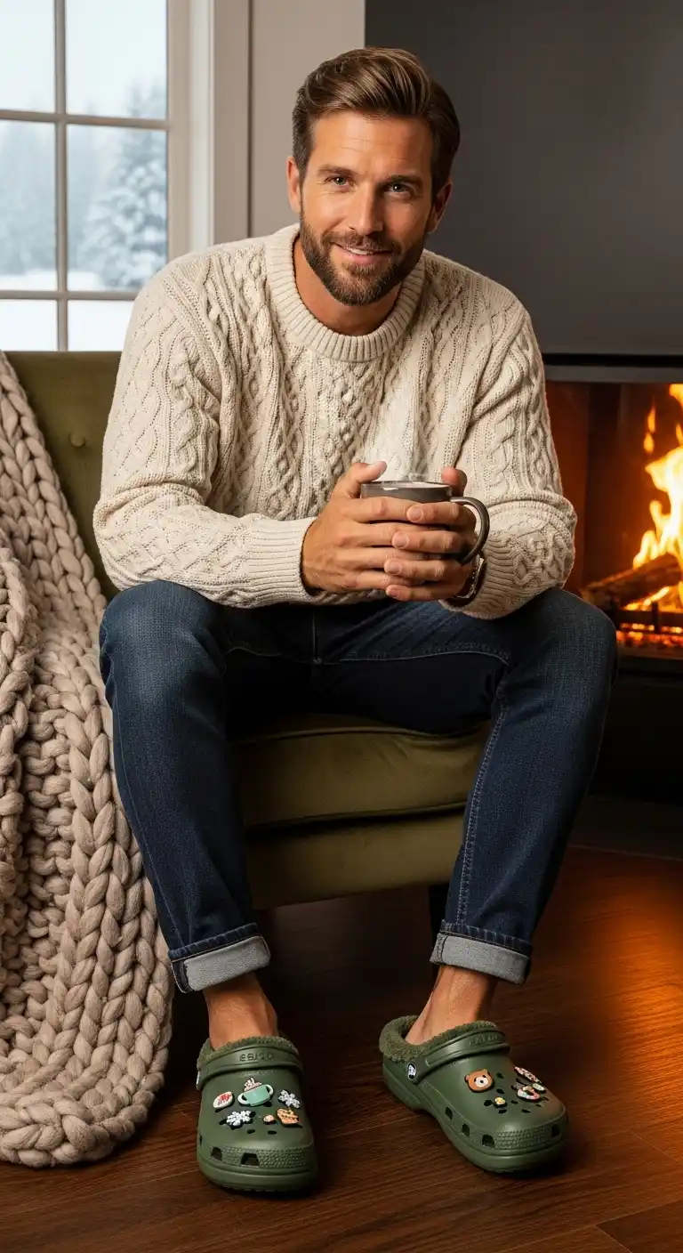10 Crocs Outfit Ideas For Men That Actually Work And Look Surprisingly Cool 9 8. Embrace The Cozy Boy Winter Look