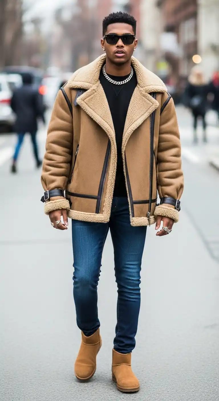 9 Starboy Aesthetic Outfit Men Looks For A Bold Vibe To Unlock Your Inner Icon 10 9. The Shearling Statement