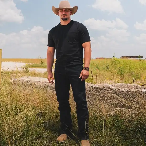 All Black With a Sand Colored Hat