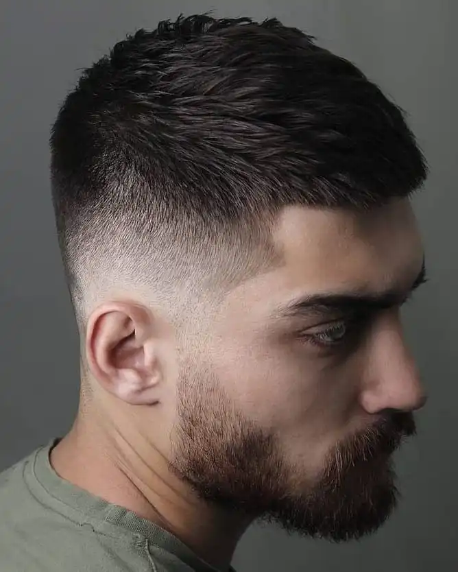31 Short Hair Ideas for Men That Suit Almost Any Face 12 extured Crop With a High Skin Fade and Full Beard