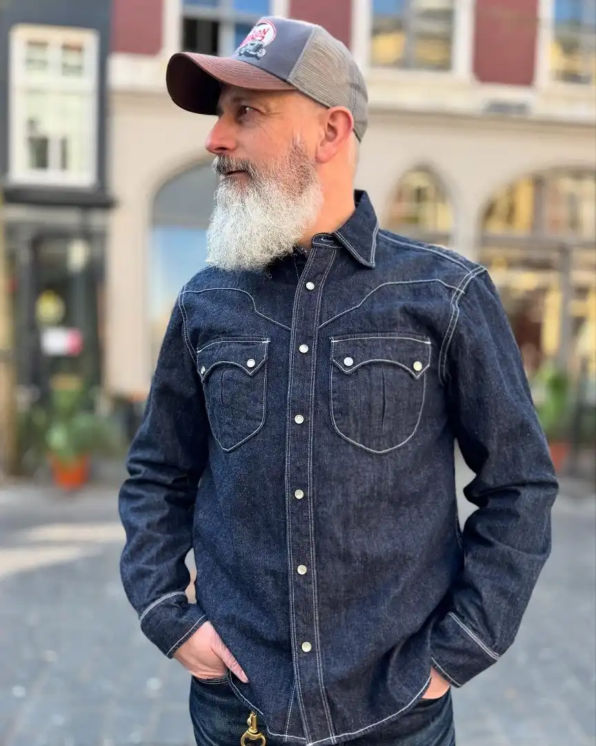 21 Stylish Denim Shirt Ideas for Men That Always Turn Heads 14 Raw Indigo With Contrast Stitching Leans Straight Into Workwear
