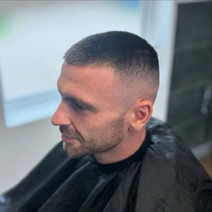 20 Trendy Buzzcut Hairstyles for Men for Every Face and Hairline 15 French Crop Buzz With a Blunt Fringe
