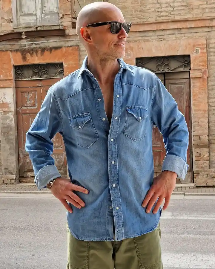 21 Stylish Denim Shirt Ideas for Men That Always Turn Heads 4 Pick a Bleached Wash When You Want the Shirt to Do Less Work