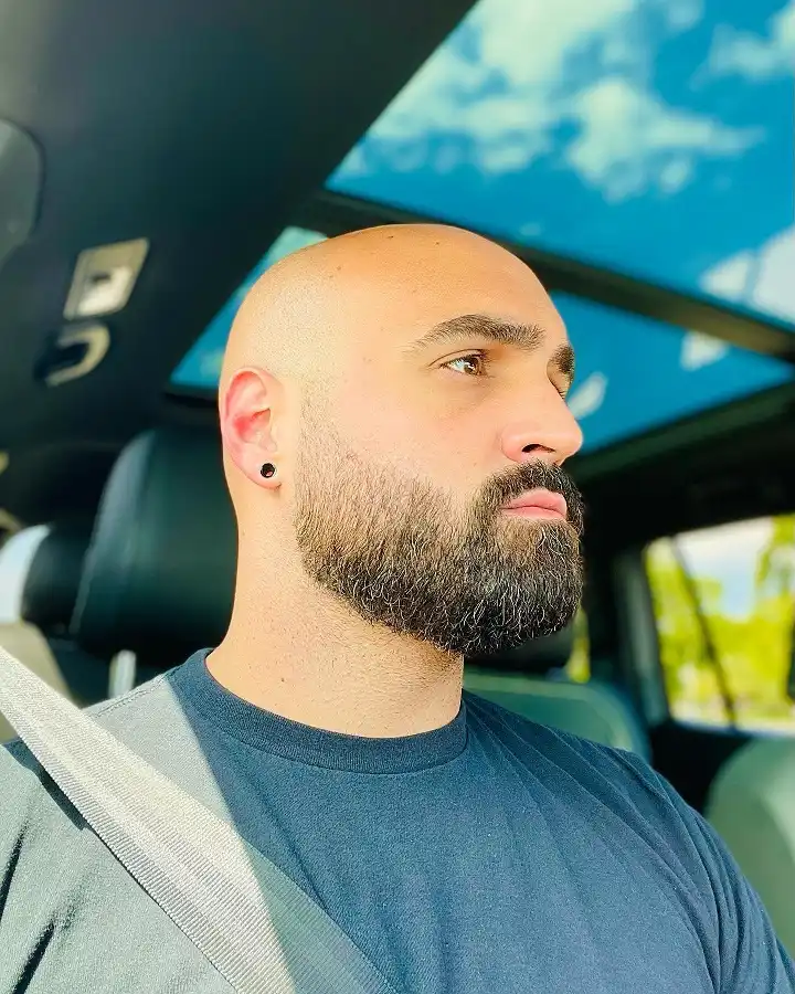 17 Bold Beard Styles for Bald Men to Stand Out 15 A Short Beard With Faded Sides for a Tight, Clean Shape