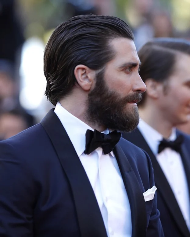 The Black Tie Slick Back with a Full Beard