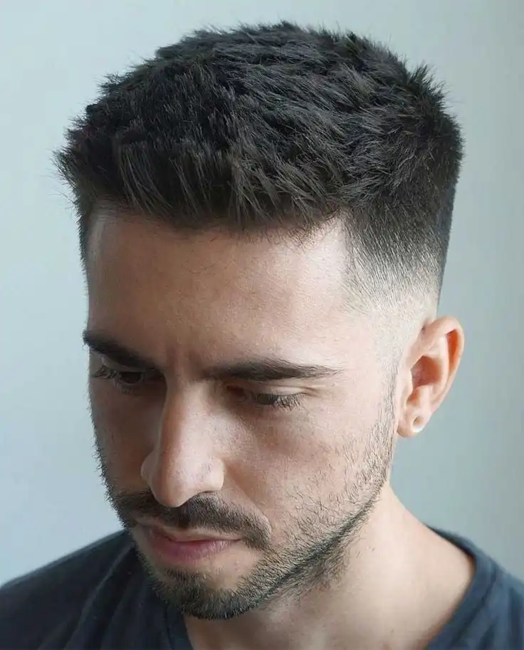 31 Short Hair Ideas for Men That Suit Almost Any Face 4 Thick Textured Top With a Tight Mid Fade