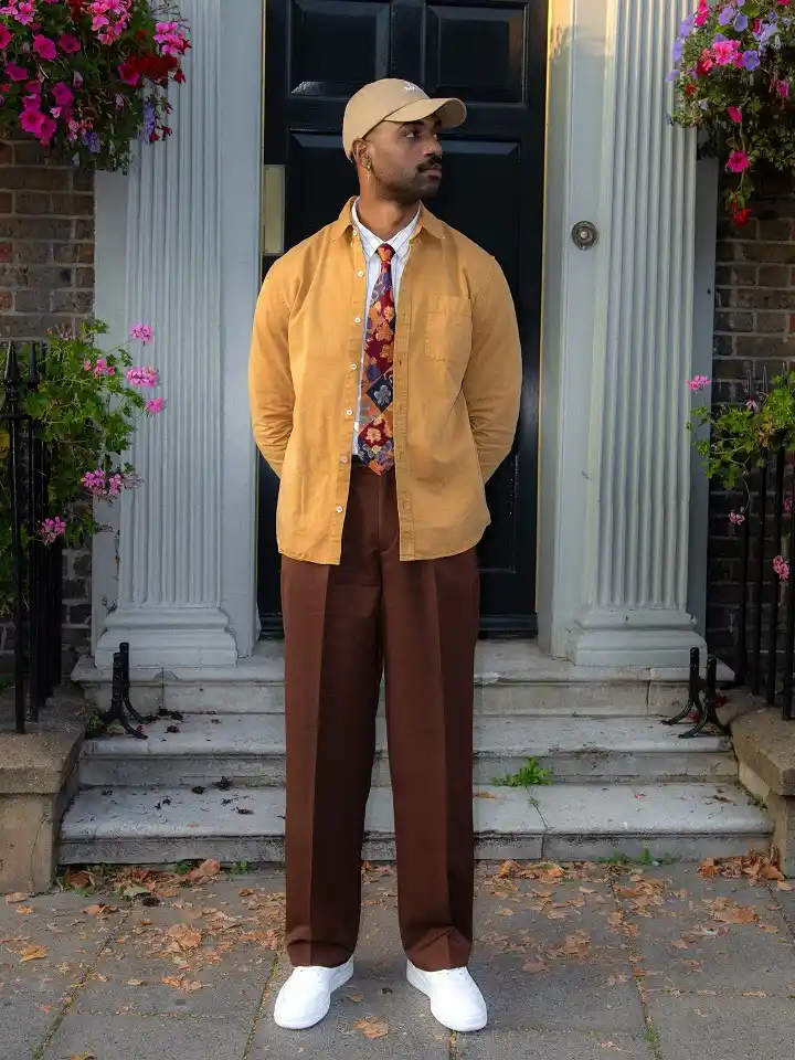 18 Men's Preppy Looks That Make Any Closet Look Expensive 4 Golden Overshirt Worn Open Over a Tie