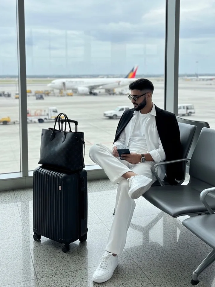 4. The White Suiting Combo That Works Even When Business Class Wasn't in the Budget