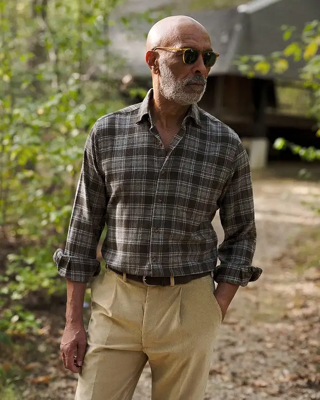 22 Men's Flannel Shirts Ideas for Fall You’ll Actually Wear 12 Muted Glen Plaid with Khaki Chinos