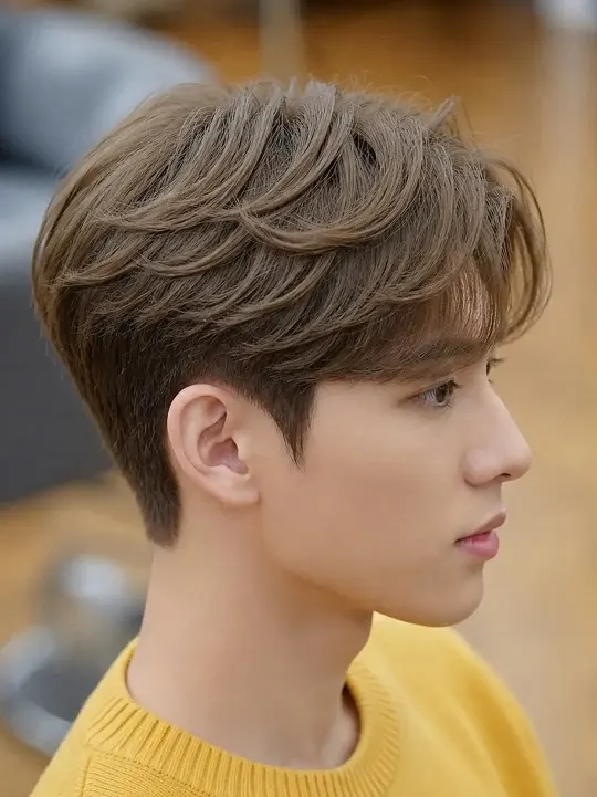 18 Korean Men Hairstyle Ideas for Every Face Shape 10 Ash Brown Rounded Perm