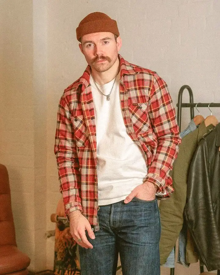 22 Men's Flannel Shirts Ideas for Fall You’ll Actually Wear 5 Red Plaid, Beanie, and Raw Denim