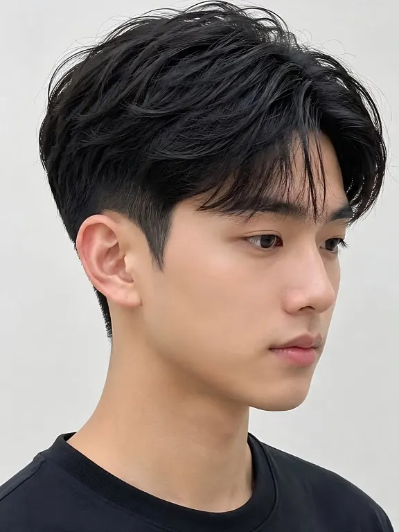 18 Korean Men Hairstyle Ideas for Every Face Shape 12 Tousled Black Fringe Cut