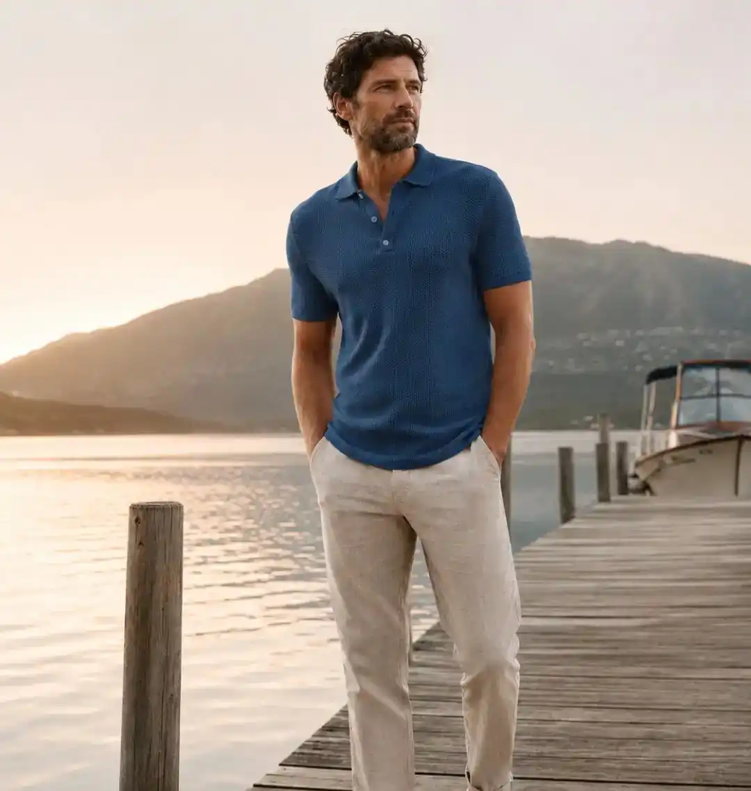 2. Textured Polo and Cuffed Trousers 1