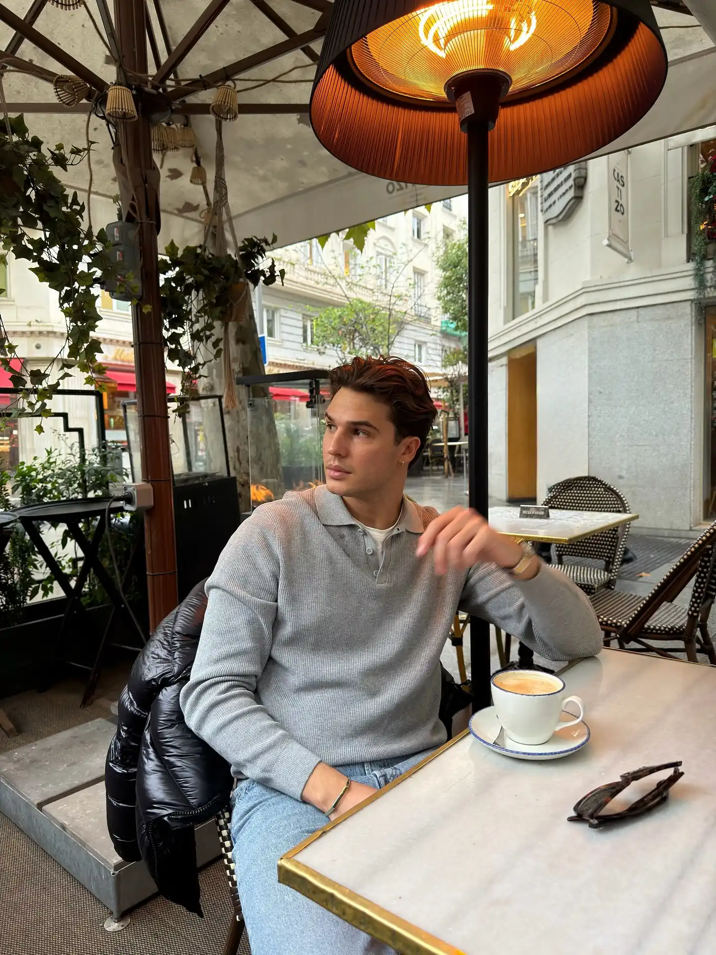 3. Grey Ribbed Polo with a White Henley Underneath