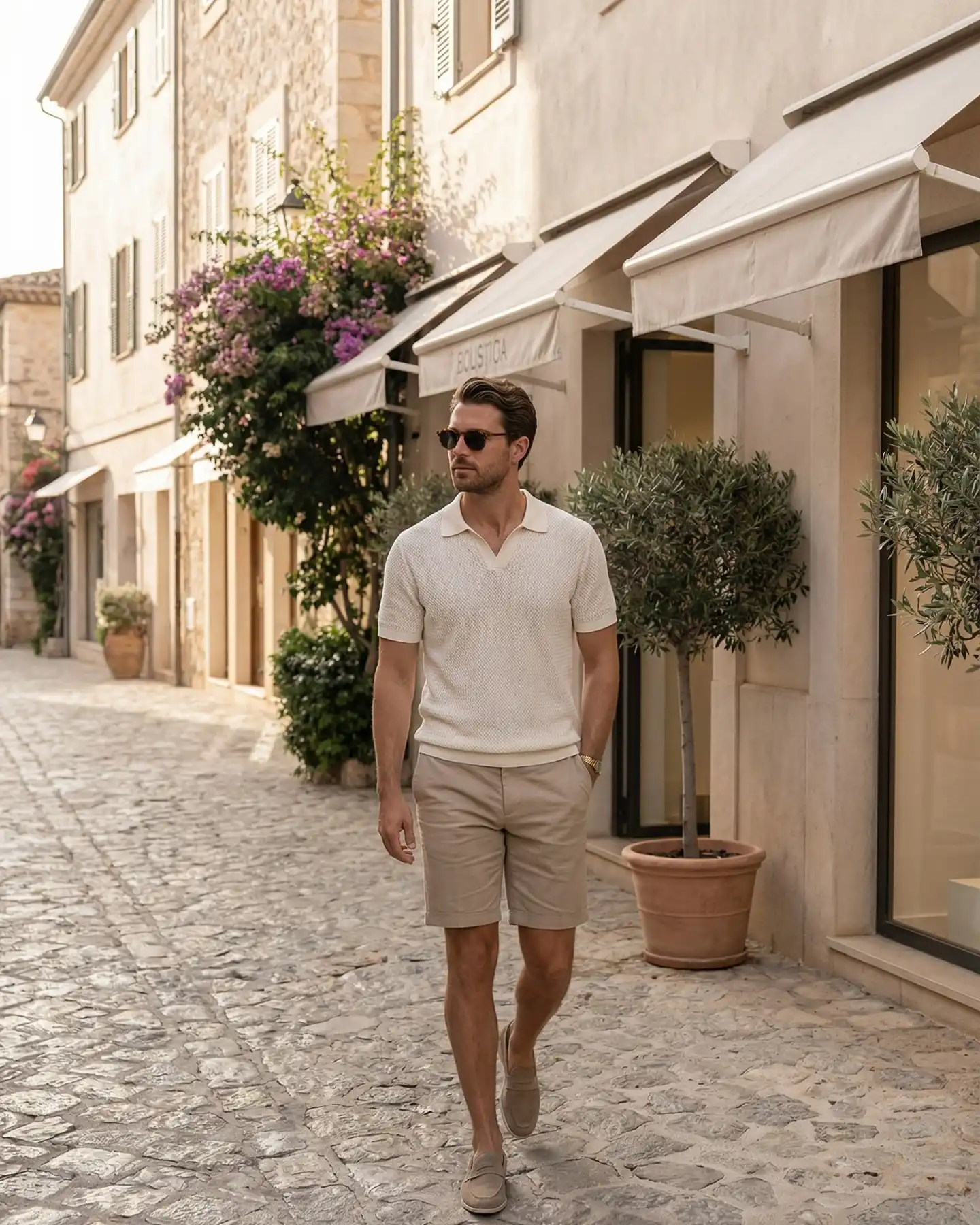 3. Knit Polo and Tailored Shorts