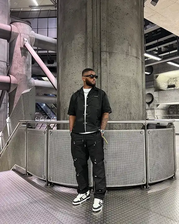 Black Nylon Overshirt With Strapped Tactical Cargos