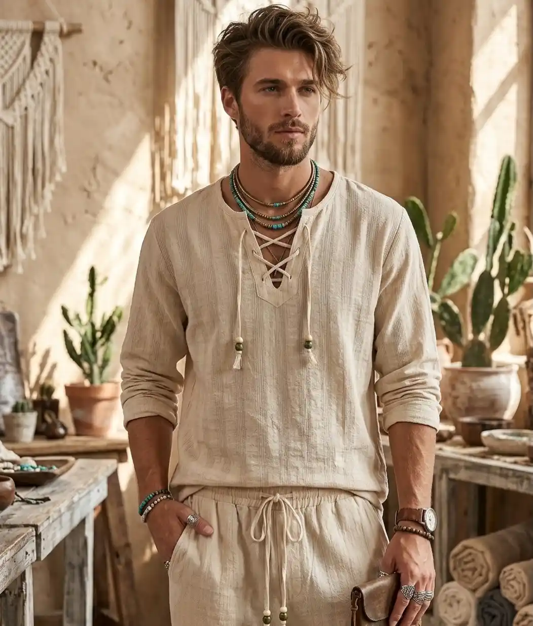 Tonal Dressing Done Right: A Head-to-Toe Cream Boho Set for Hot Days
