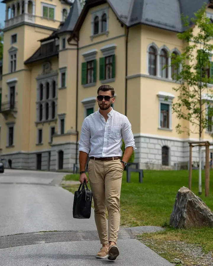 White Shirt, Khaki Chinos, and a Bag That Actually Looks Like a Bag