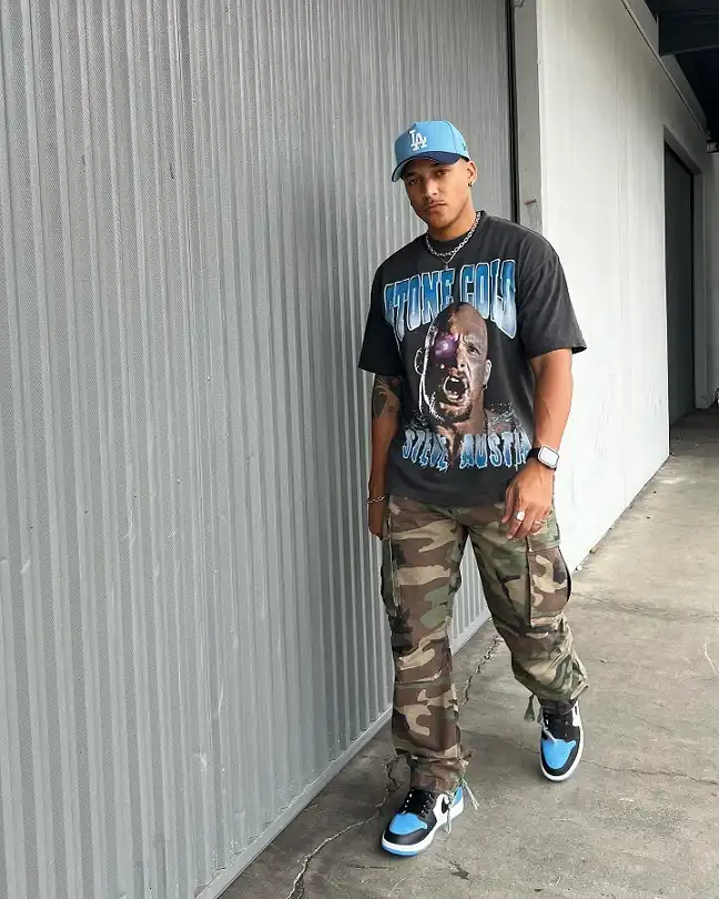 Camo Cargos With A Vintage Graphic Tee