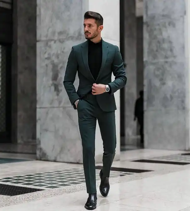 Summer Fashion for Skinny Guys: 20 Looks That Add Shape and Height 5 Forest Green Slim Suit