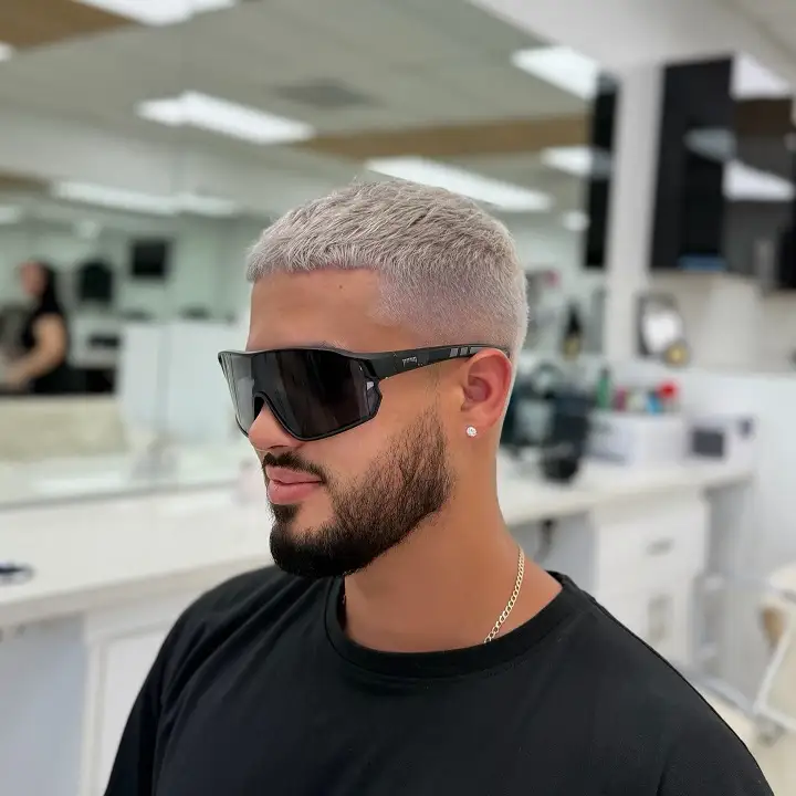 Platinum Blond Buzz Fade for Max Contrast