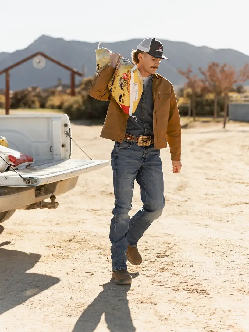 The Chore Coat and Chambray Combo That Reads Working Ranch, Not Halloween Cowboy