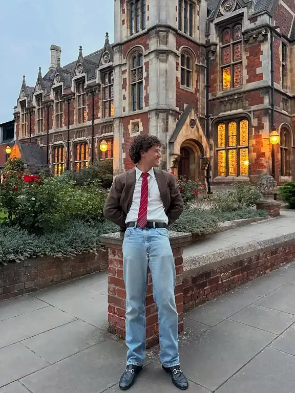 Corduroy Blazer and Red Tie