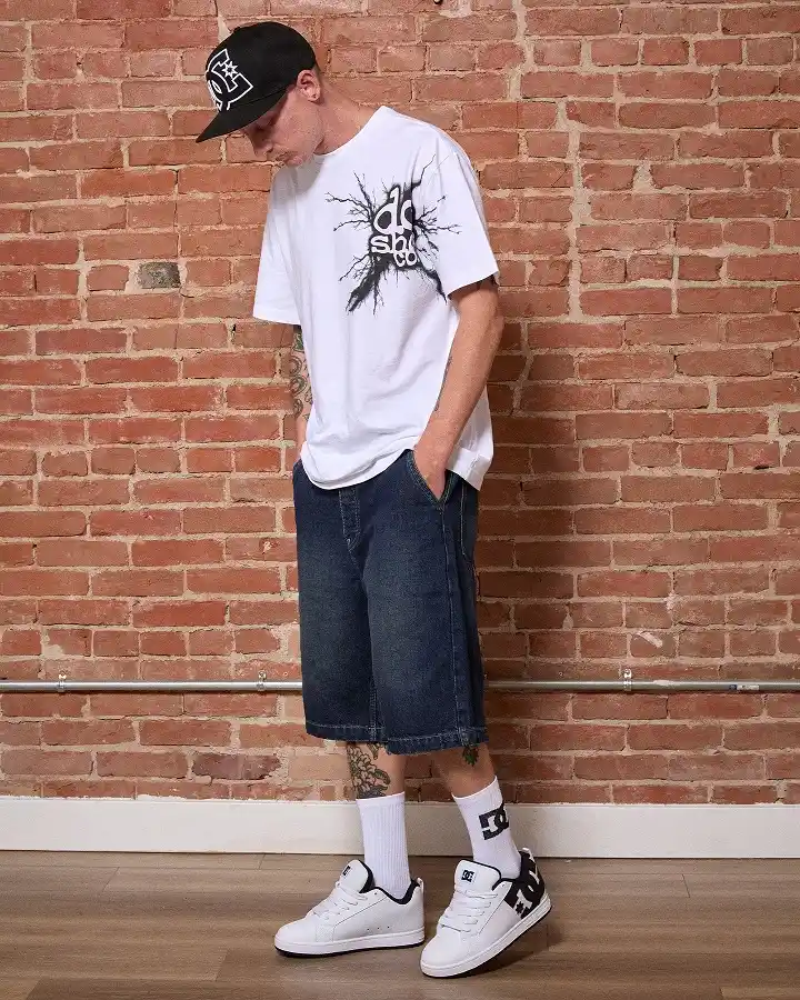 Full Skate Brand Fit With Long Denim Shorts