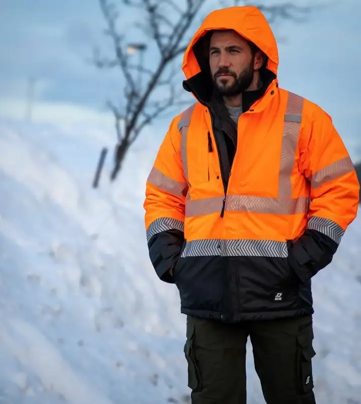 21 Winter Work Outfit Ideas for Men, From Wool Suits to Jobsite Layers 9 Hi-Vis Insulated Jacket Built for Freezing Sites