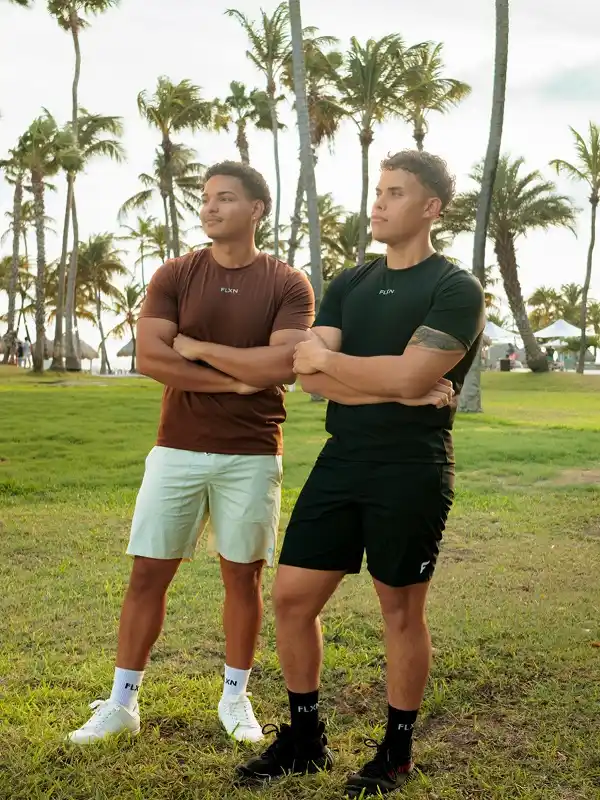 Brown Tee With Mint Shorts, or Black on Black