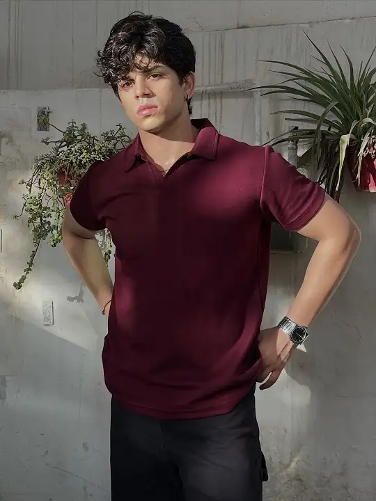 Maroon Knit Polo Portrait