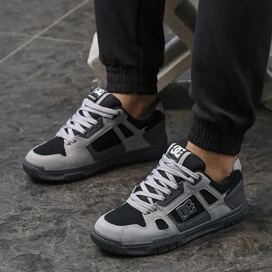 Grey and Black Cupsole Lows With Cuffed Joggers