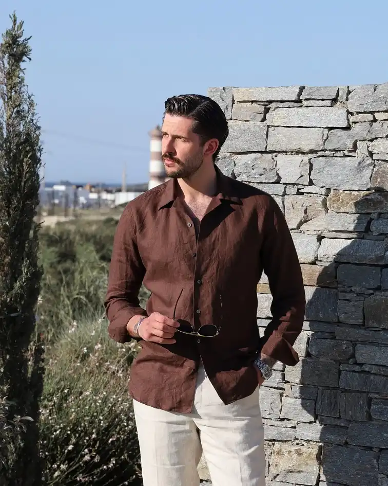17 Minimalist Summer Outfits for Guys: Cool, Clean, Effortless Looks 12 Chocolate Brown Linen Instead of the Usual White