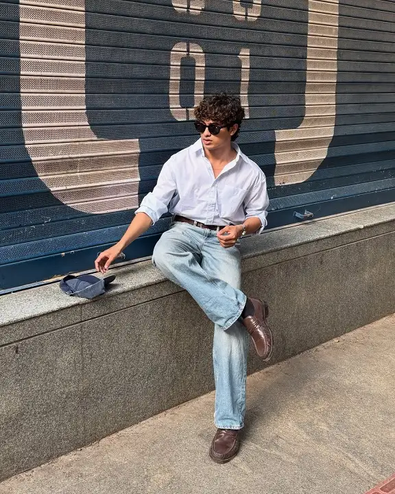 White Shirt and Baggy Jeans