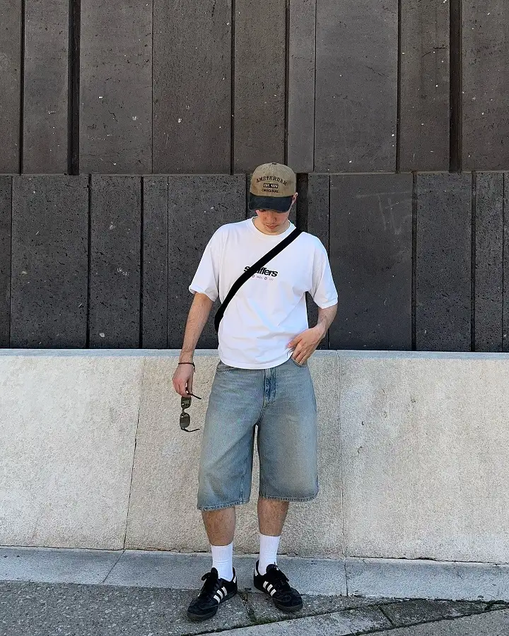 Graphic Tee and Denim Shorts