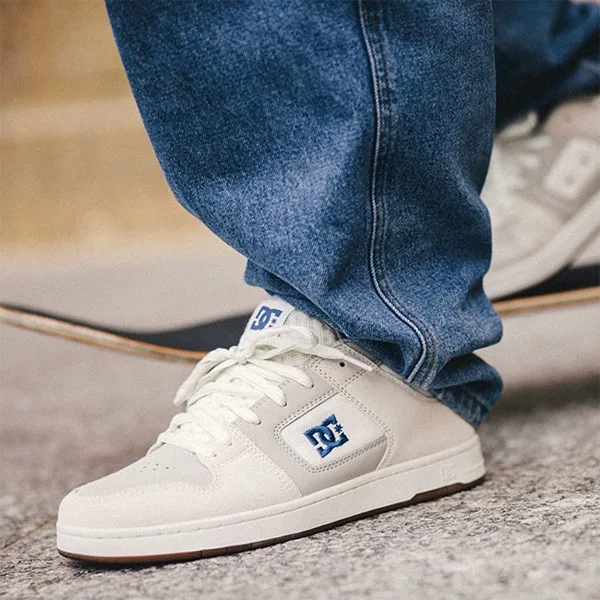 Off-White Skate Lows With Mid-Blue Baggy Jeans