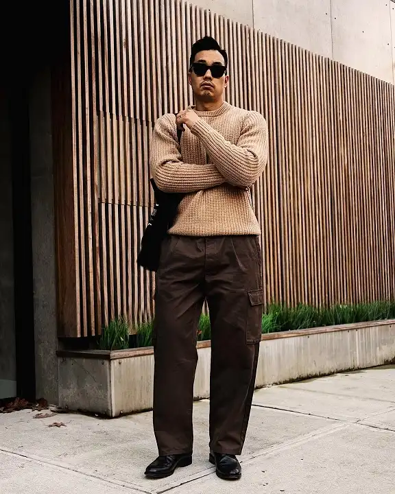 Black Nylon Overshirt With Strapped Tactical Cargos