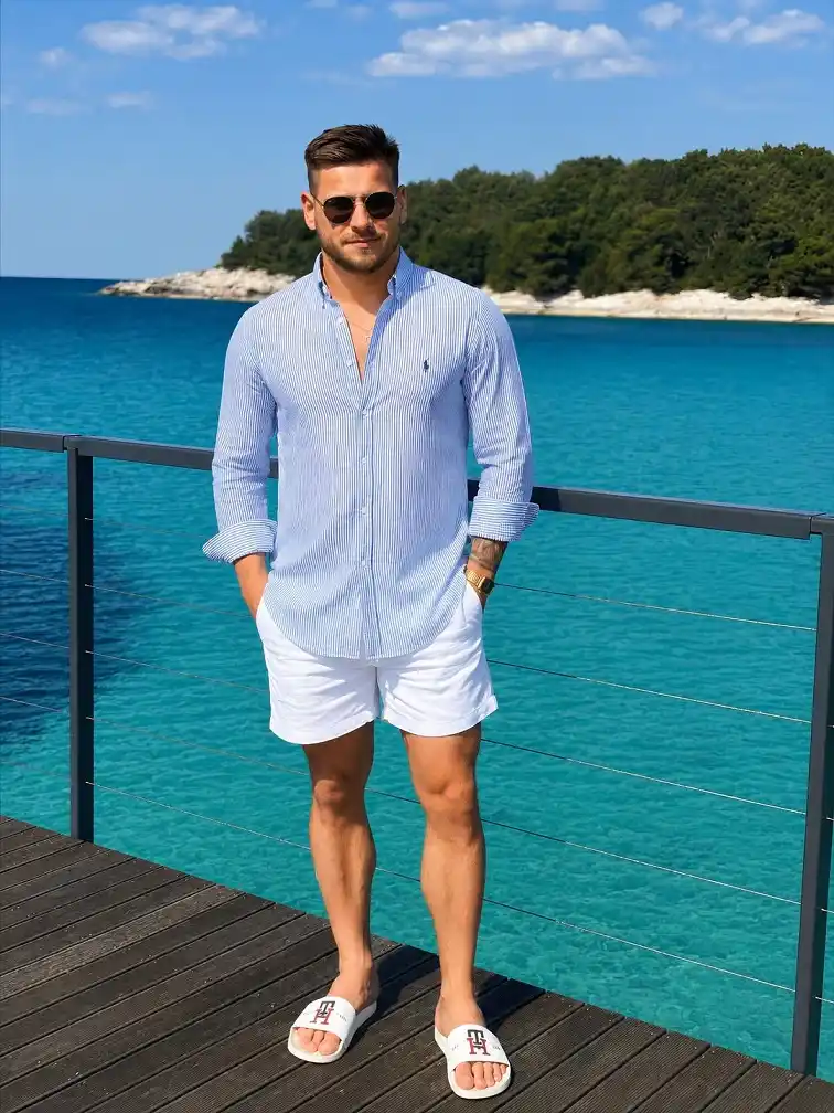 The Striped Button-Down and White Shorts Combo That Never Misses