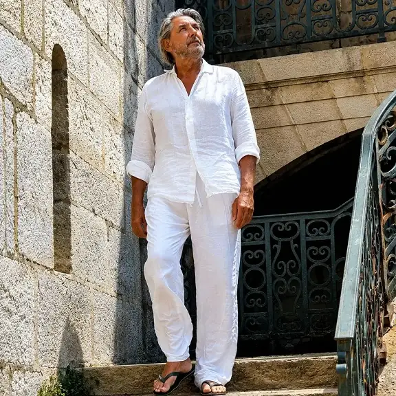 Summer Fashion for Older Gentlemen: 17 Timeless Outfits That Still Feel Fresh 13 Head to Toe White Linen for Hot Afternoons