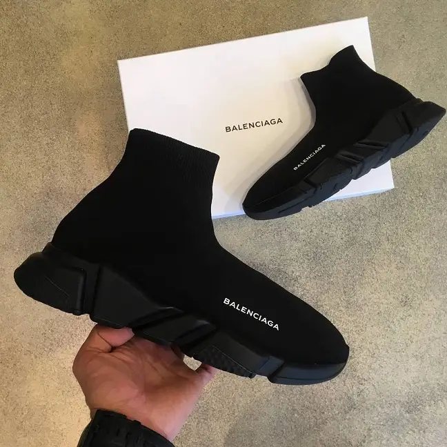 Balenciaga Speed: All Black Sock Sneakers With a Sculpted Sole