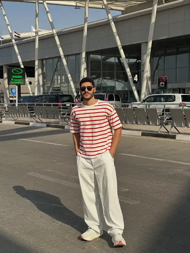 18 Airport Outfit Men Summer Ideas That Stay Cool All Flight 13 Red and White Stripes With Loose White Trousers
