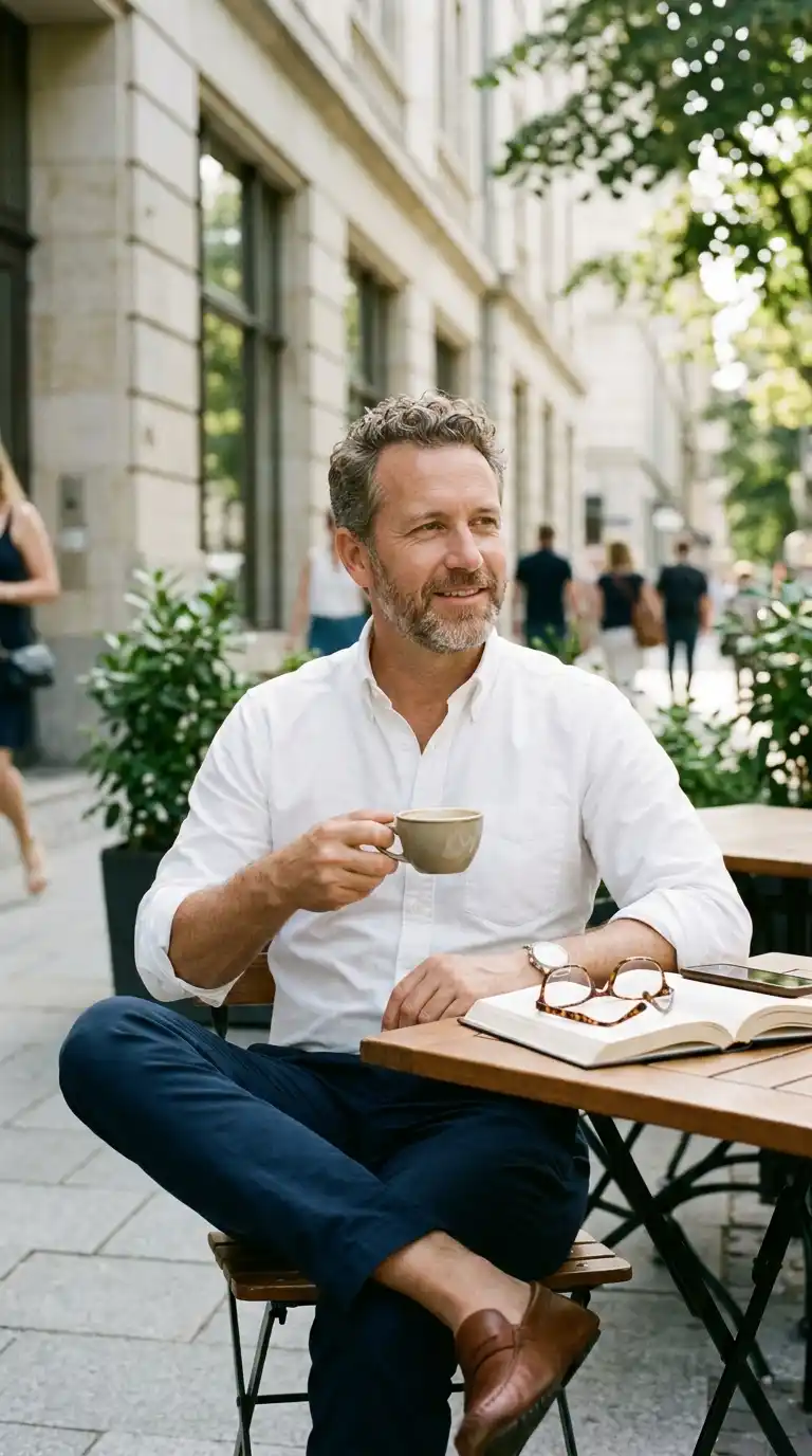 15 Minimalist Shirt Styles for Men Over 40 (Neutral Colors Only) 4 1. Crisp White Oxford Shirts for Clean Everyday Styling